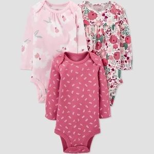 Baby girl’s Carter’s Long Sleeve Onesies, Pink set of 3